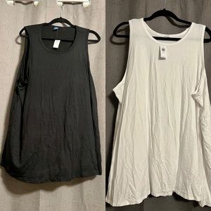 NWT Old Navy Luxe Tanks XXL TALL White & Black 2 Pack